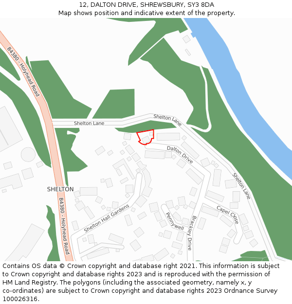 12, DALTON DRIVE, SHREWSBURY, SY3 8DA: Location map and indicative extent of plot