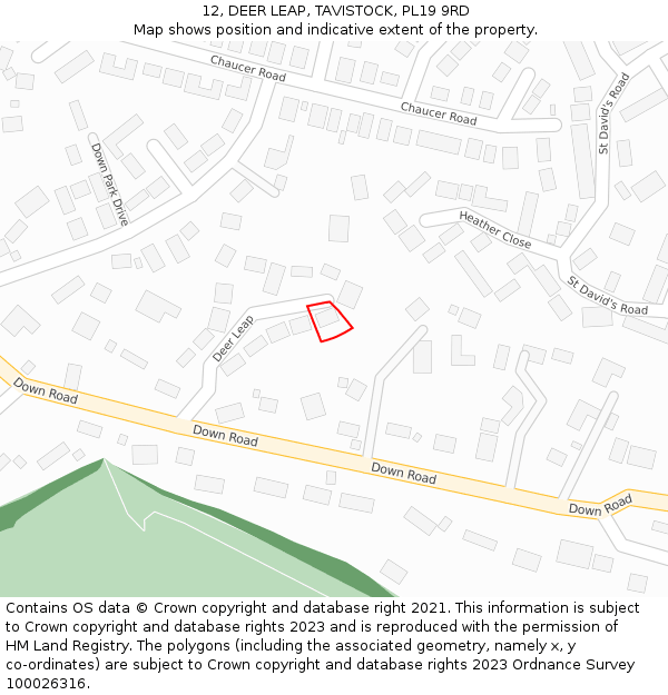 12, DEER LEAP, TAVISTOCK, PL19 9RD: Location map and indicative extent of plot