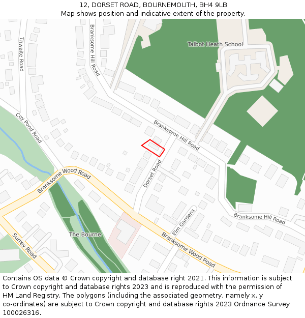12, DORSET ROAD, BOURNEMOUTH, BH4 9LB: Location map and indicative extent of plot