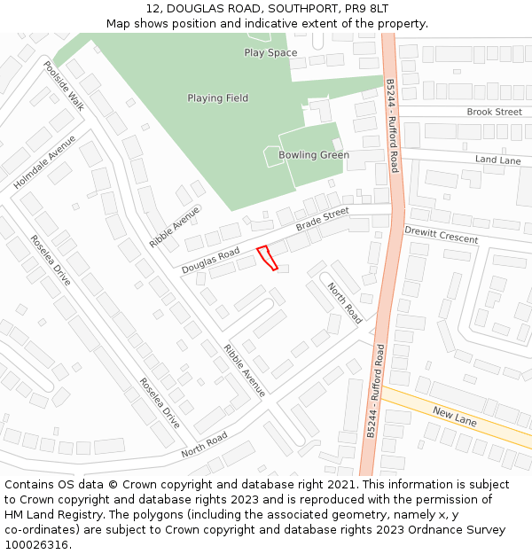 12, DOUGLAS ROAD, SOUTHPORT, PR9 8LT: Location map and indicative extent of plot