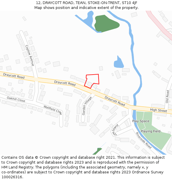 12, DRAYCOTT ROAD, TEAN, STOKE-ON-TRENT, ST10 4JF: Location map and indicative extent of plot