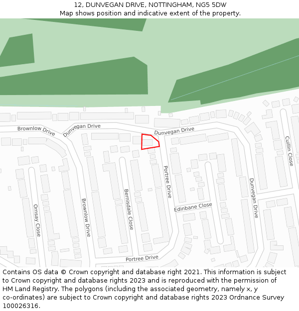 12, DUNVEGAN DRIVE, NOTTINGHAM, NG5 5DW: Location map and indicative extent of plot