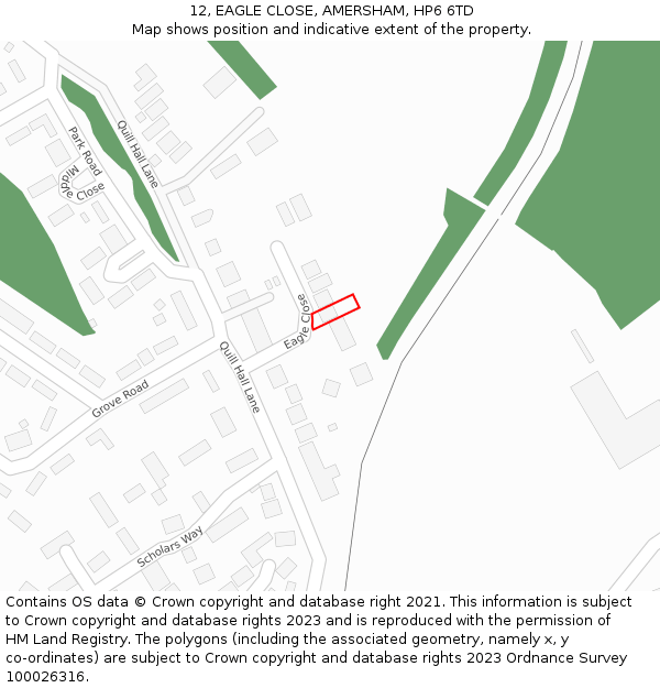 12, EAGLE CLOSE, AMERSHAM, HP6 6TD: Location map and indicative extent of plot