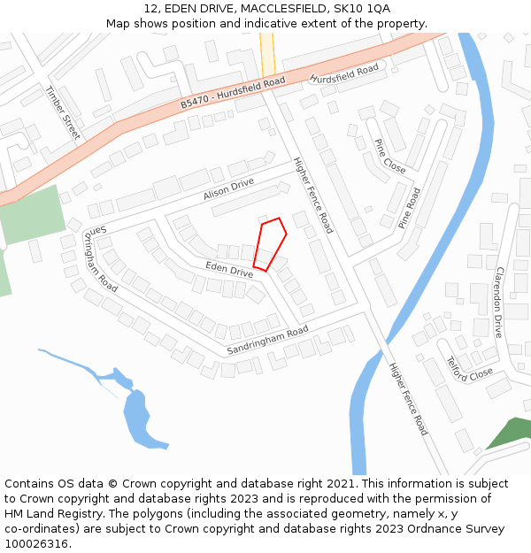 12, EDEN DRIVE, MACCLESFIELD, SK10 1QA: Location map and indicative extent of plot