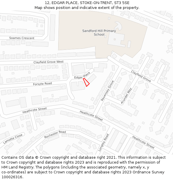 12, EDGAR PLACE, STOKE-ON-TRENT, ST3 5SE: Location map and indicative extent of plot