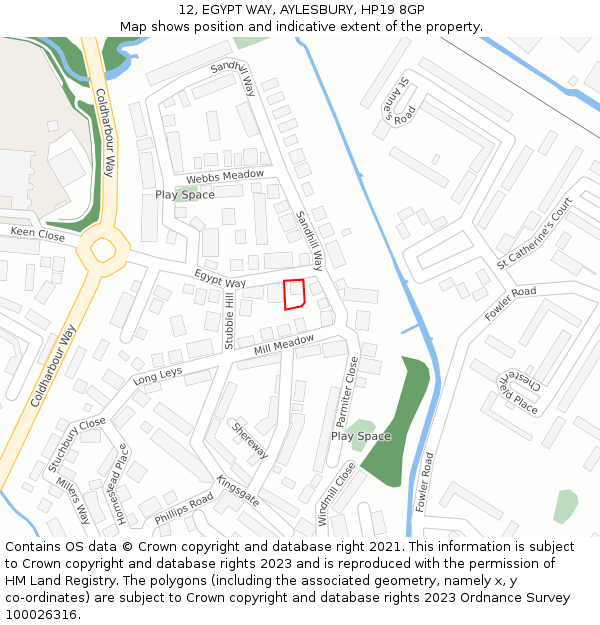 12, EGYPT WAY, AYLESBURY, HP19 8GP: Location map and indicative extent of plot