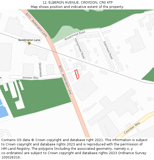 12, ELBERON AVENUE, CROYDON, CR0 4TP: Location map and indicative extent of plot