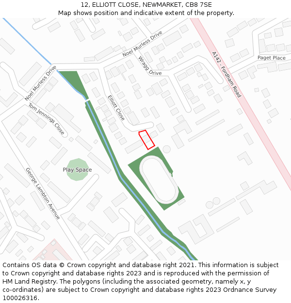 12, ELLIOTT CLOSE, NEWMARKET, CB8 7SE: Location map and indicative extent of plot