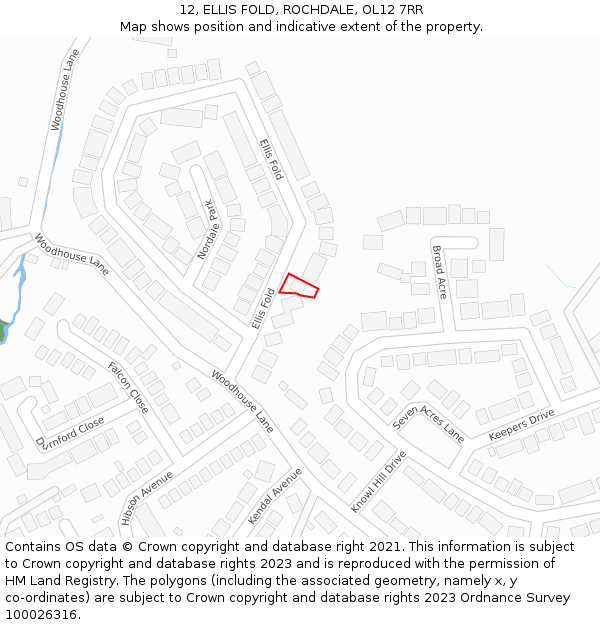 12, ELLIS FOLD, ROCHDALE, OL12 7RR: Location map and indicative extent of plot