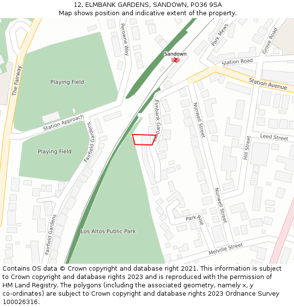 12, ELMBANK GARDENS, SANDOWN, PO36 9SA: Location map and indicative extent of plot