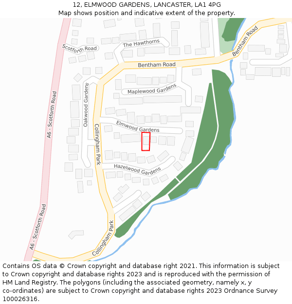 12, ELMWOOD GARDENS, LANCASTER, LA1 4PG: Location map and indicative extent of plot
