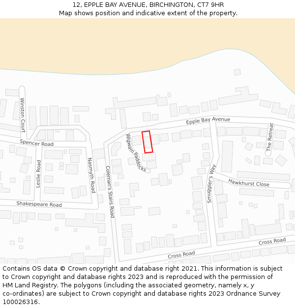 12, EPPLE BAY AVENUE, BIRCHINGTON, CT7 9HR: Location map and indicative extent of plot