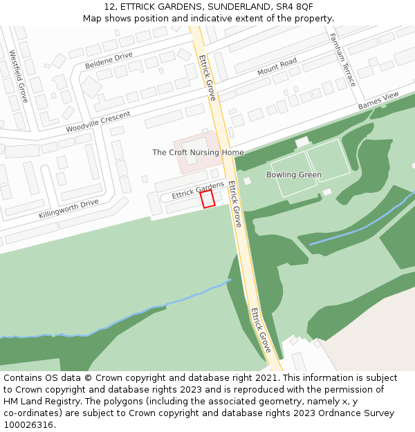 12, ETTRICK GARDENS, SUNDERLAND, SR4 8QF: Location map and indicative extent of plot