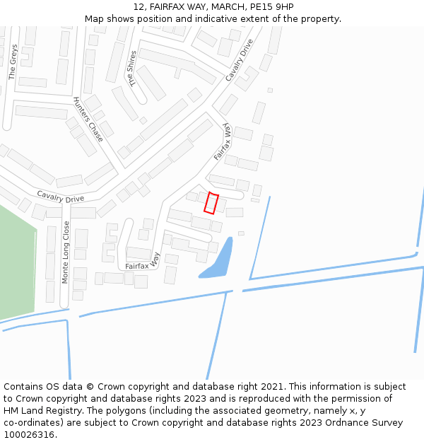 12, FAIRFAX WAY, MARCH, PE15 9HP: Location map and indicative extent of plot