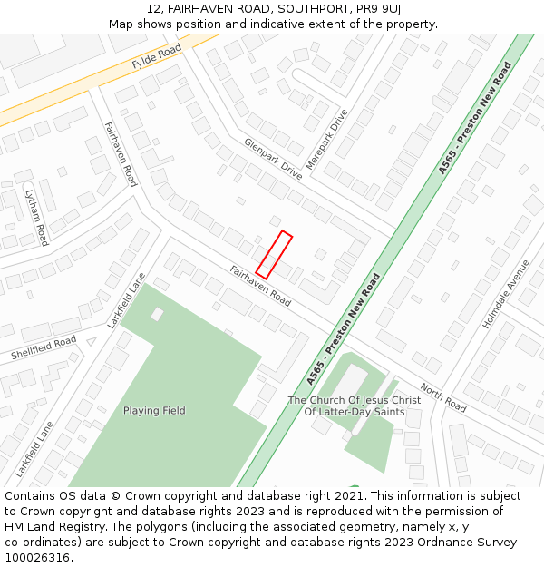 12, FAIRHAVEN ROAD, SOUTHPORT, PR9 9UJ: Location map and indicative extent of plot