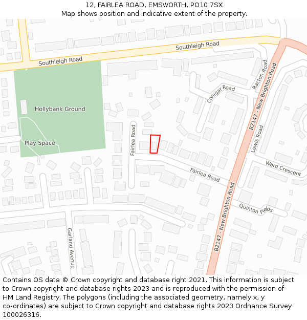 12, FAIRLEA ROAD, EMSWORTH, PO10 7SX: Location map and indicative extent of plot