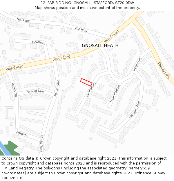 12, FAR RIDDING, GNOSALL, STAFFORD, ST20 0DW: Location map and indicative extent of plot