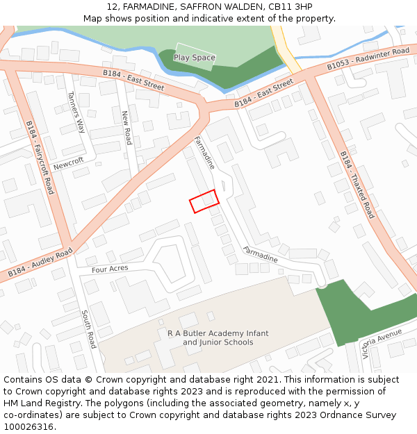 12, FARMADINE, SAFFRON WALDEN, CB11 3HP: Location map and indicative extent of plot