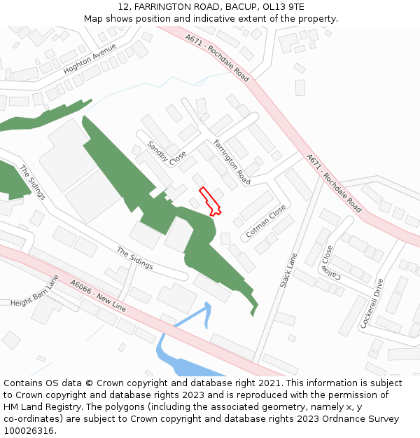 12, FARRINGTON ROAD, BACUP, OL13 9TE: Location map and indicative extent of plot