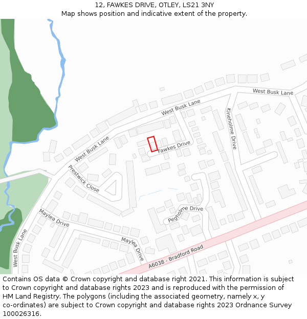 12, FAWKES DRIVE, OTLEY, LS21 3NY: Location map and indicative extent of plot