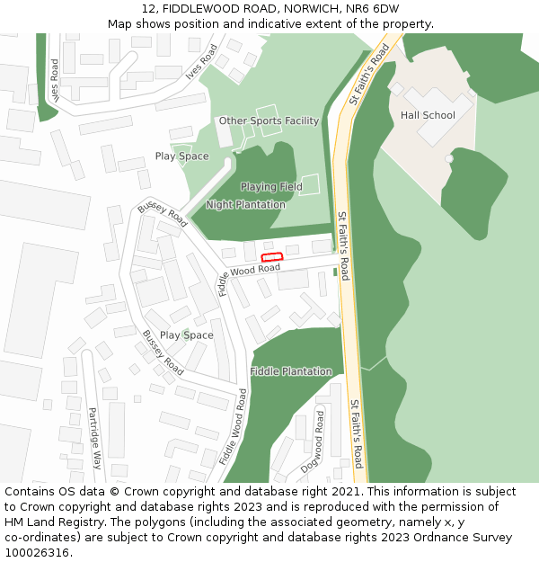 12, FIDDLEWOOD ROAD, NORWICH, NR6 6DW: Location map and indicative extent of plot