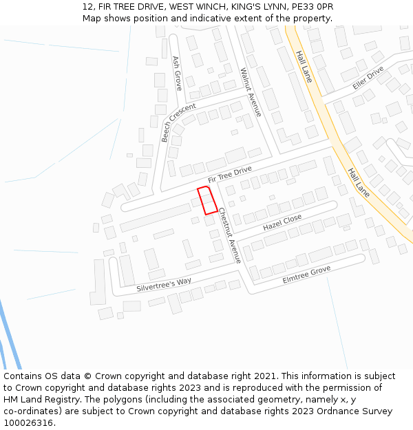 12, FIR TREE DRIVE, WEST WINCH, KING'S LYNN, PE33 0PR: Location map and indicative extent of plot