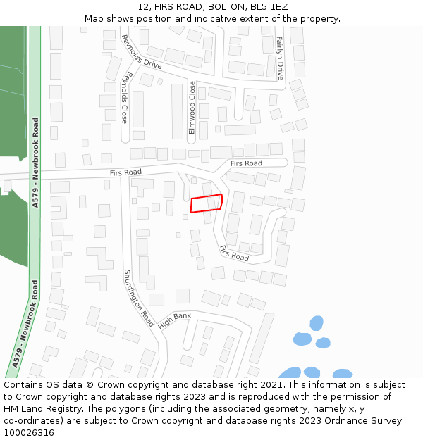 12, FIRS ROAD, BOLTON, BL5 1EZ: Location map and indicative extent of plot