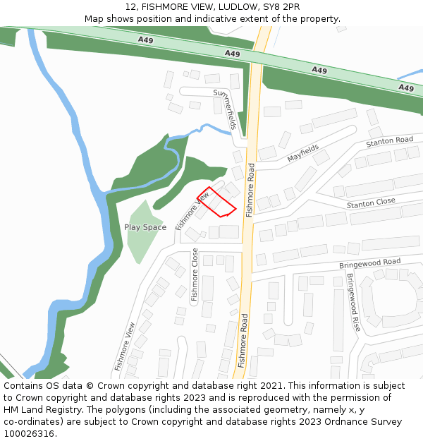 12, FISHMORE VIEW, LUDLOW, SY8 2PR: Location map and indicative extent of plot