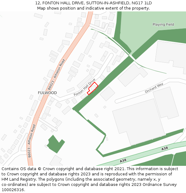 12, FONTON HALL DRIVE, SUTTON-IN-ASHFIELD, NG17 1LD: Location map and indicative extent of plot