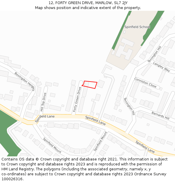 12, FORTY GREEN DRIVE, MARLOW, SL7 2JY: Location map and indicative extent of plot