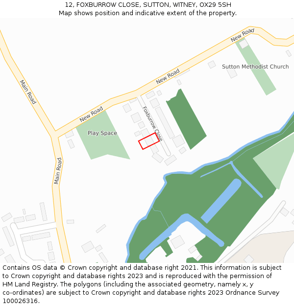 12, FOXBURROW CLOSE, SUTTON, WITNEY, OX29 5SH: Location map and indicative extent of plot