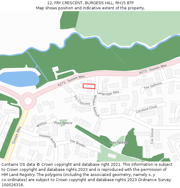 12, FRY CRESCENT, BURGESS HILL, RH15 8TP: Location map and indicative extent of plot