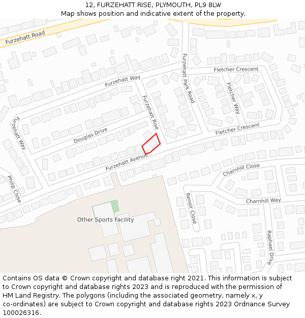 12, FURZEHATT RISE, PLYMOUTH, PL9 8LW: Location map and indicative extent of plot