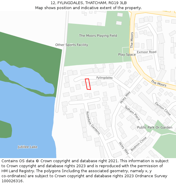 12, FYLINGDALES, THATCHAM, RG19 3LB: Location map and indicative extent of plot