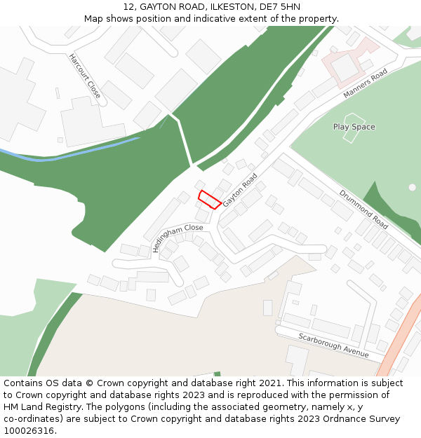 12, GAYTON ROAD, ILKESTON, DE7 5HN: Location map and indicative extent of plot