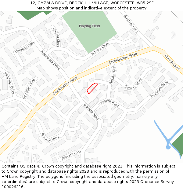 12, GAZALA DRIVE, BROCKHILL VILLAGE, WORCESTER, WR5 2SF: Location map and indicative extent of plot