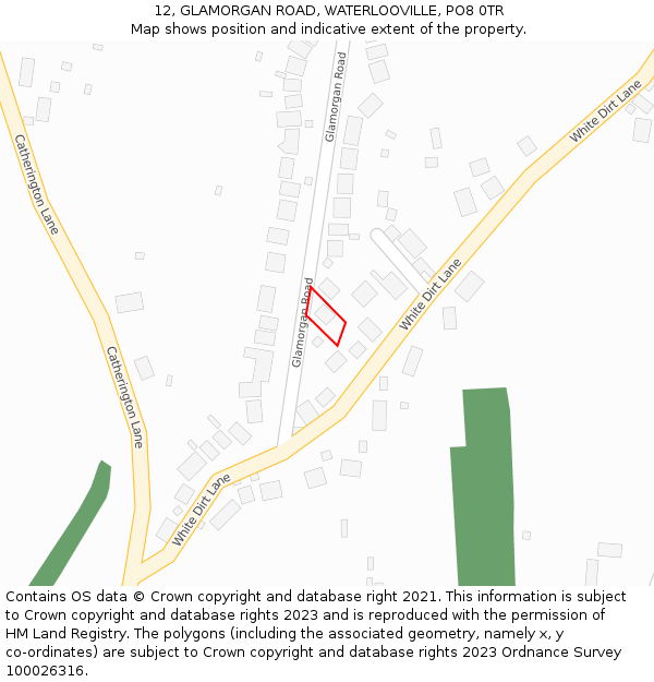 12, GLAMORGAN ROAD, WATERLOOVILLE, PO8 0TR: Location map and indicative extent of plot