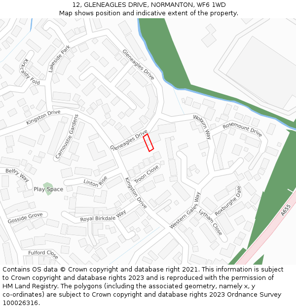 12, GLENEAGLES DRIVE, NORMANTON, WF6 1WD: Location map and indicative extent of plot