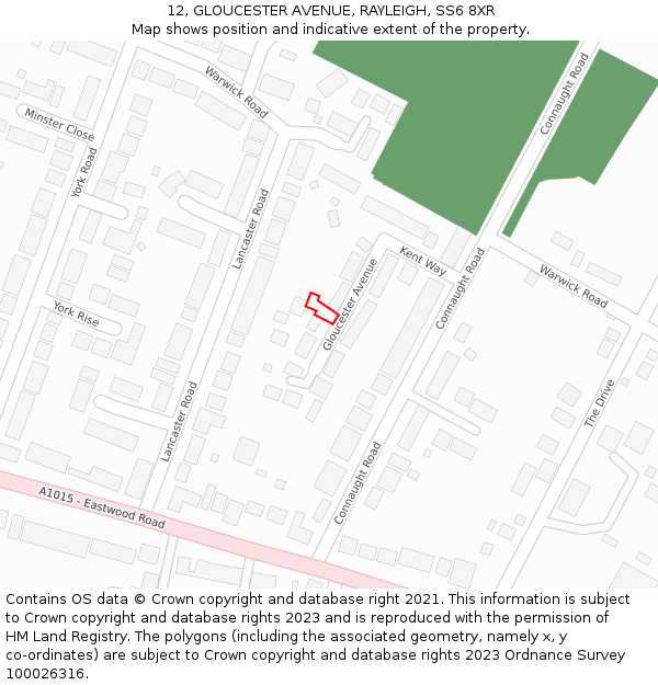 12, GLOUCESTER AVENUE, RAYLEIGH, SS6 8XR: Location map and indicative extent of plot