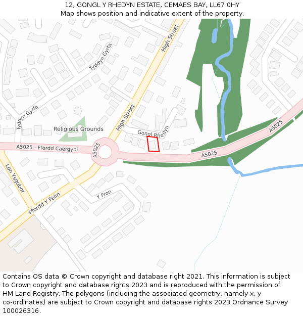 12, GONGL Y RHEDYN ESTATE, CEMAES BAY, LL67 0HY: Location map and indicative extent of plot