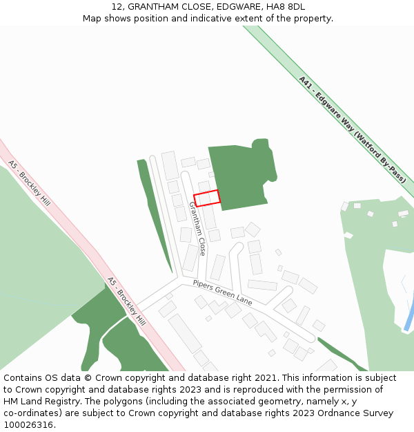 12, GRANTHAM CLOSE, EDGWARE, HA8 8DL: Location map and indicative extent of plot