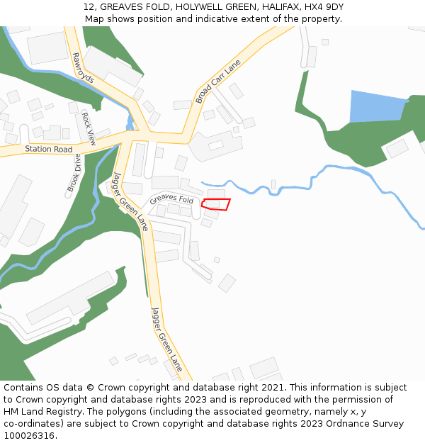 12, GREAVES FOLD, HOLYWELL GREEN, HALIFAX, HX4 9DY: Location map and indicative extent of plot