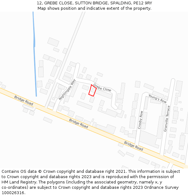12, GREBE CLOSE, SUTTON BRIDGE, SPALDING, PE12 9RY: Location map and indicative extent of plot