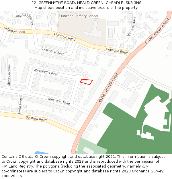 12, GREENHYTHE ROAD, HEALD GREEN, CHEADLE, SK8 3NS: Location map and indicative extent of plot