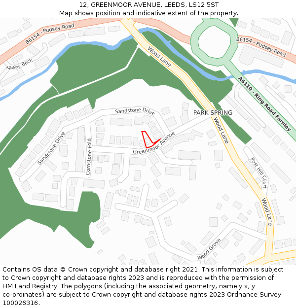 12, GREENMOOR AVENUE, LEEDS, LS12 5ST: Location map and indicative extent of plot