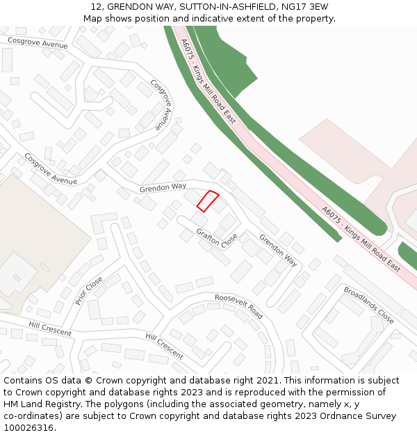 12, GRENDON WAY, SUTTON-IN-ASHFIELD, NG17 3EW: Location map and indicative extent of plot