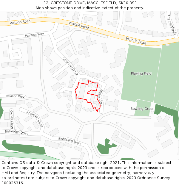 12, GRITSTONE DRIVE, MACCLESFIELD, SK10 3SF: Location map and indicative extent of plot