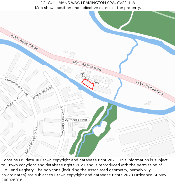 12, GULLIMANS WAY, LEAMINGTON SPA, CV31 1LA: Location map and indicative extent of plot