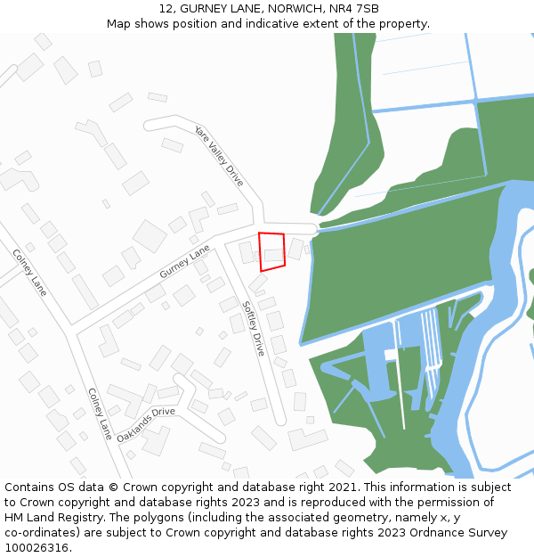 12, GURNEY LANE, NORWICH, NR4 7SB: Location map and indicative extent of plot