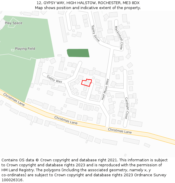 12, GYPSY WAY, HIGH HALSTOW, ROCHESTER, ME3 8DX: Location map and indicative extent of plot